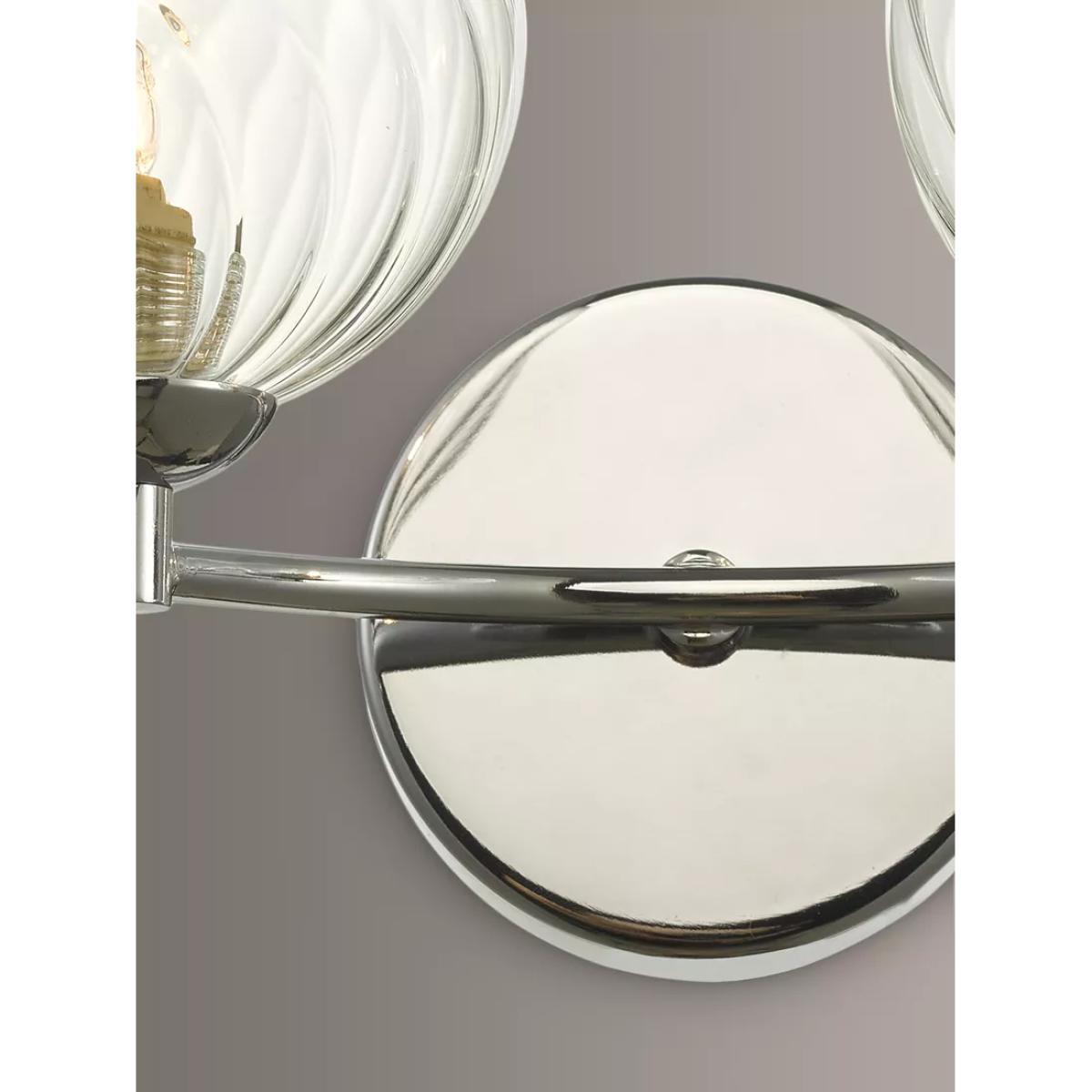 Där Izzy Double Arm Twisted Glass Wall Light, Clear/Polished Chrome – image 4
