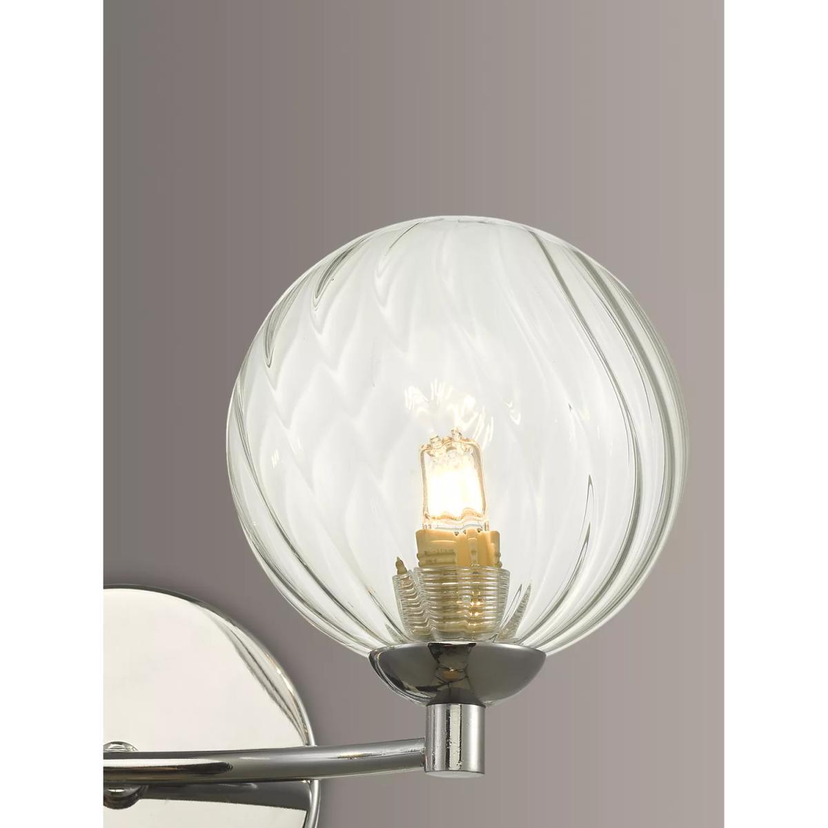Där Izzy Double Arm Twisted Glass Wall Light, Clear/Polished Chrome – image 5