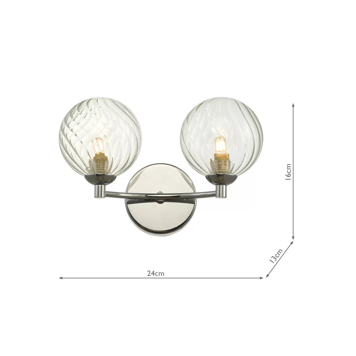 Där Izzy Double Arm Twisted Glass Wall Light, Clear/Polished Chrome – image 6
