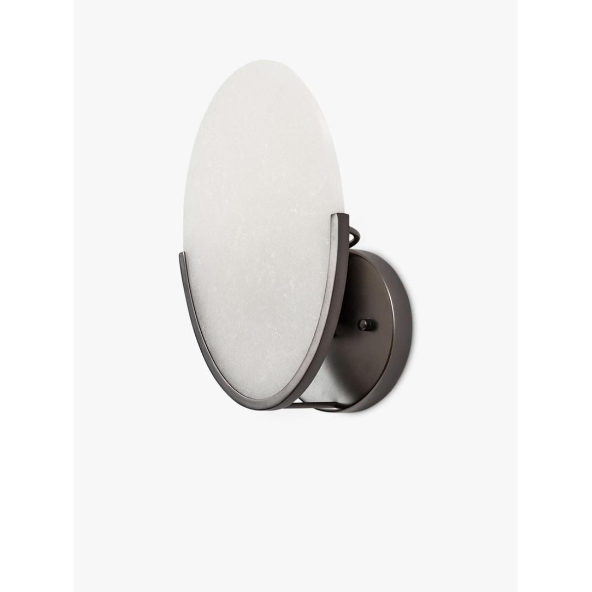 Pure White Lines Mosman Alabaster Disk Wall Light, Grey – image 5