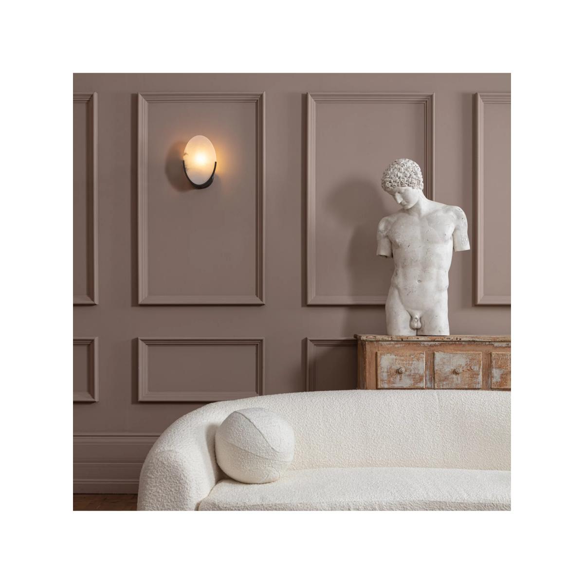 Pure White Lines Mosman Alabaster Disk Wall Light, Grey – image 7