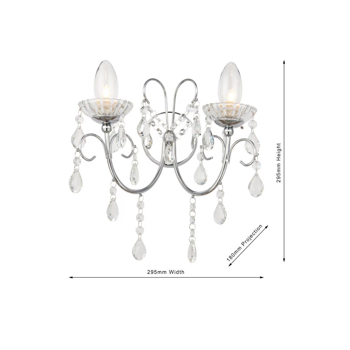 Bay Lighting Paloma Double Arm Crystal Wall Light, Clear/Chrome – image 5