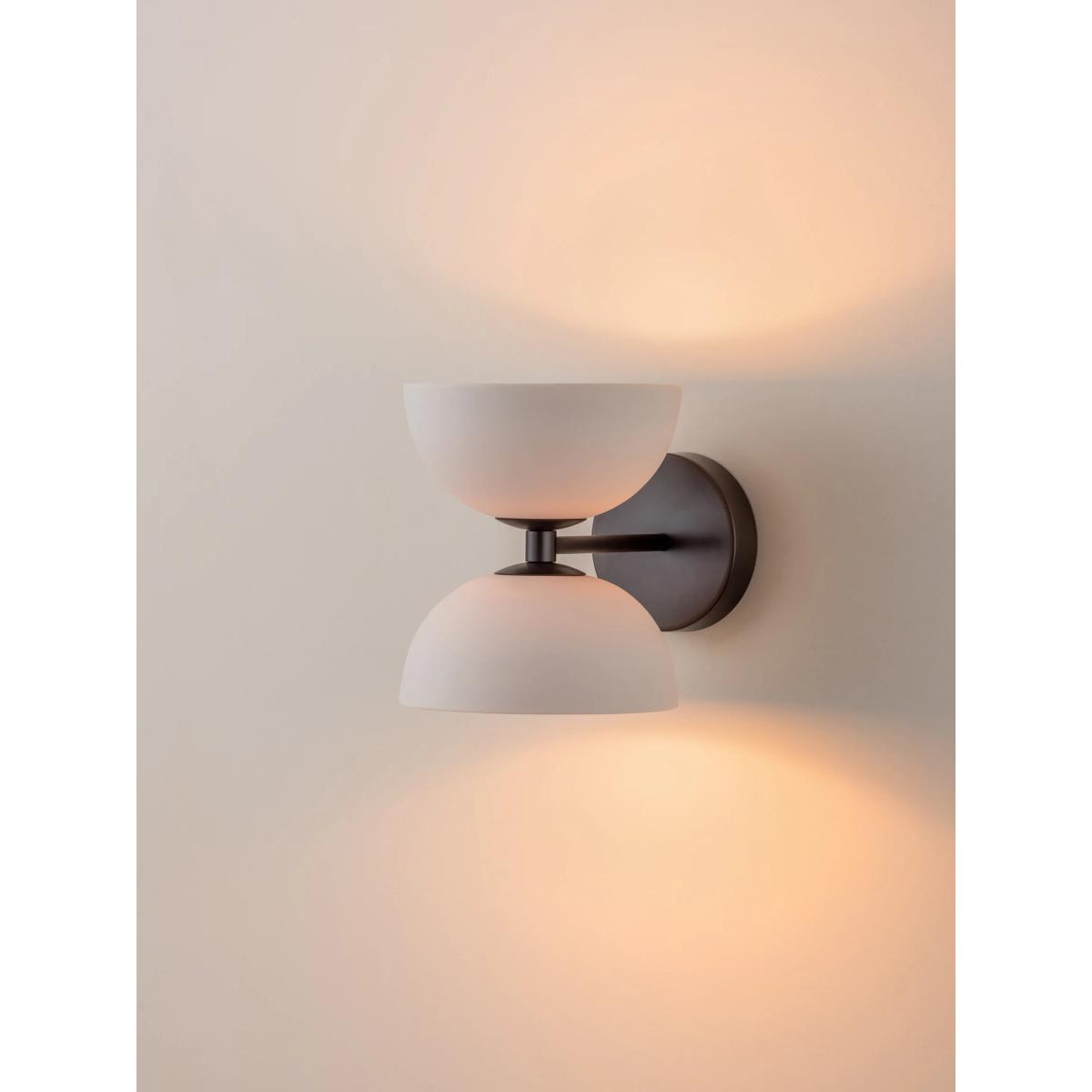 Lights & Lamps Ruzo 2 Light Porcelain Wall Light, Bronze/White – image 3