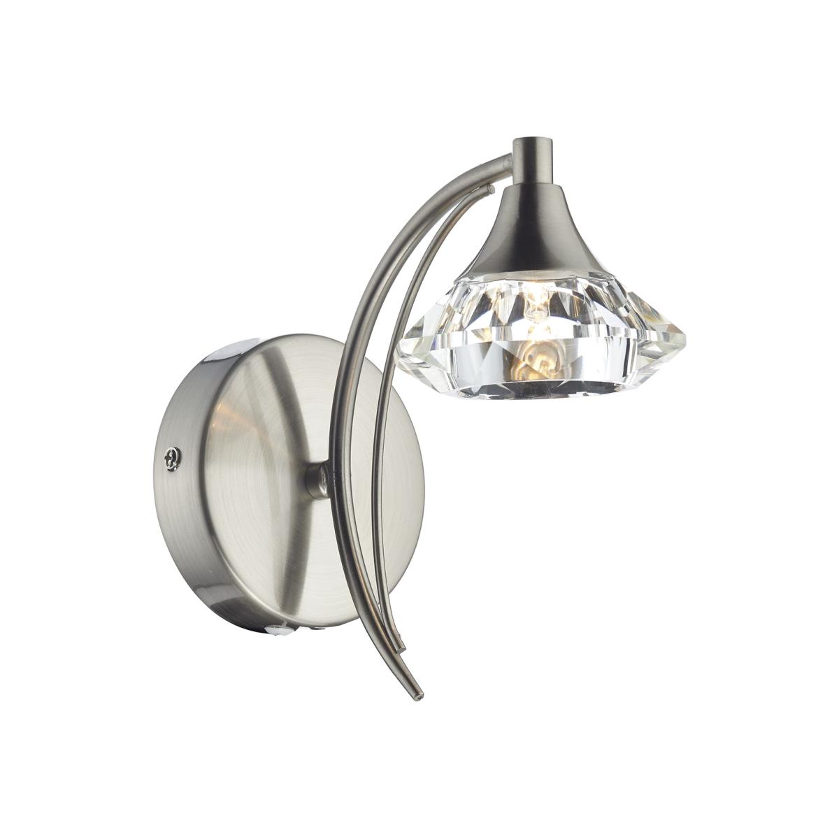 dar lighting LUT0746 Luther Single Wall Bracket Satin Chrome Crystal