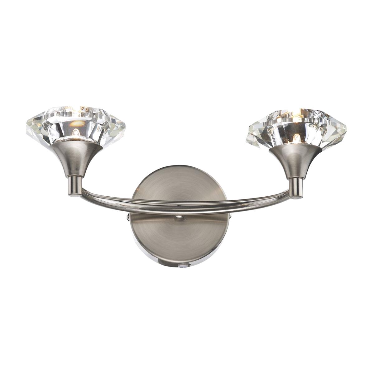 dar lighting LUT0946 Luther Crystal Double Wall Bracket Satin Chrome