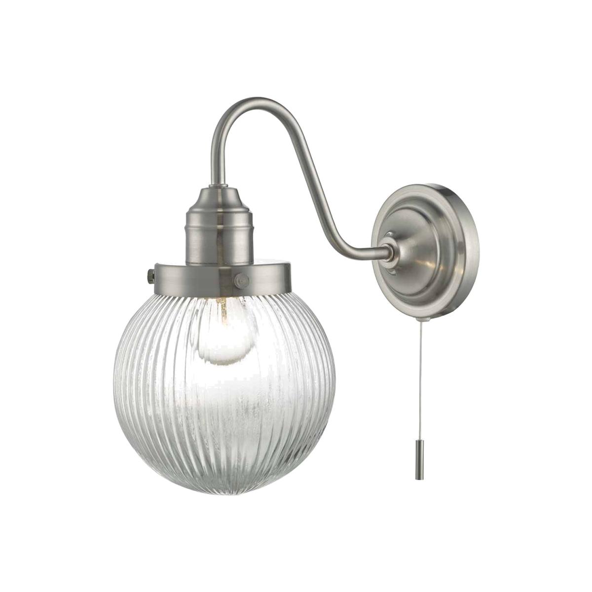 dar lighting TAM0738 Tamara Wall Light Satin Nickel and Ribbed Glass