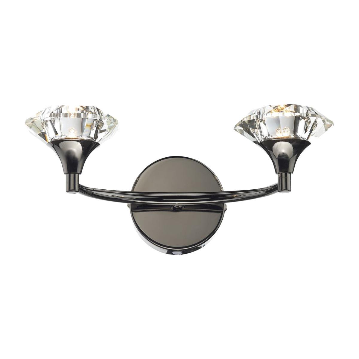 dar lighting LUT0967 Luther Double Wall Bracket Black Chrome Crystal