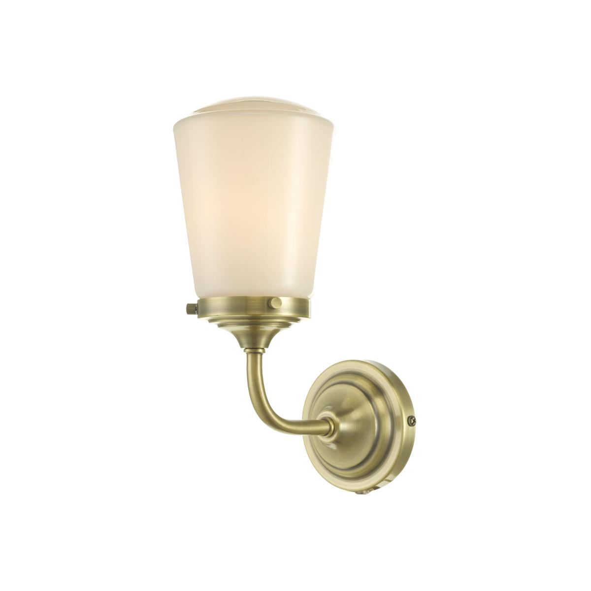 dar lighting CAD0775 Caden Wall Light Antique Brass Opal Glass IP44