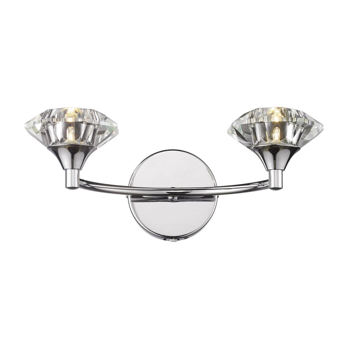 dar lighting LUT0950 Luther Double Wall Bracket Polished Chrome Crystal