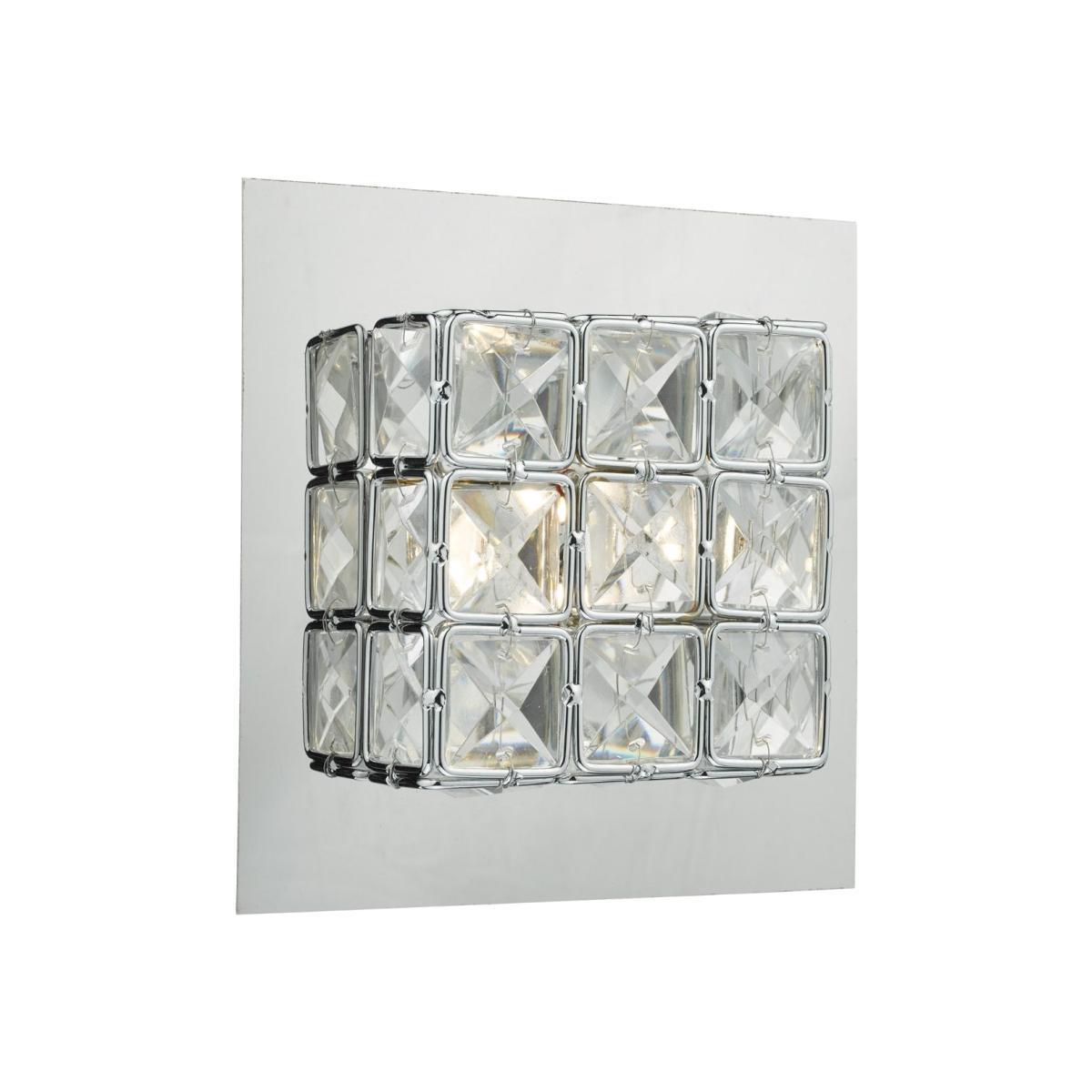 dar lighting IMO0750 Imogen LED Wall Light Glass Faceted Squares With Polished Chrome Frame