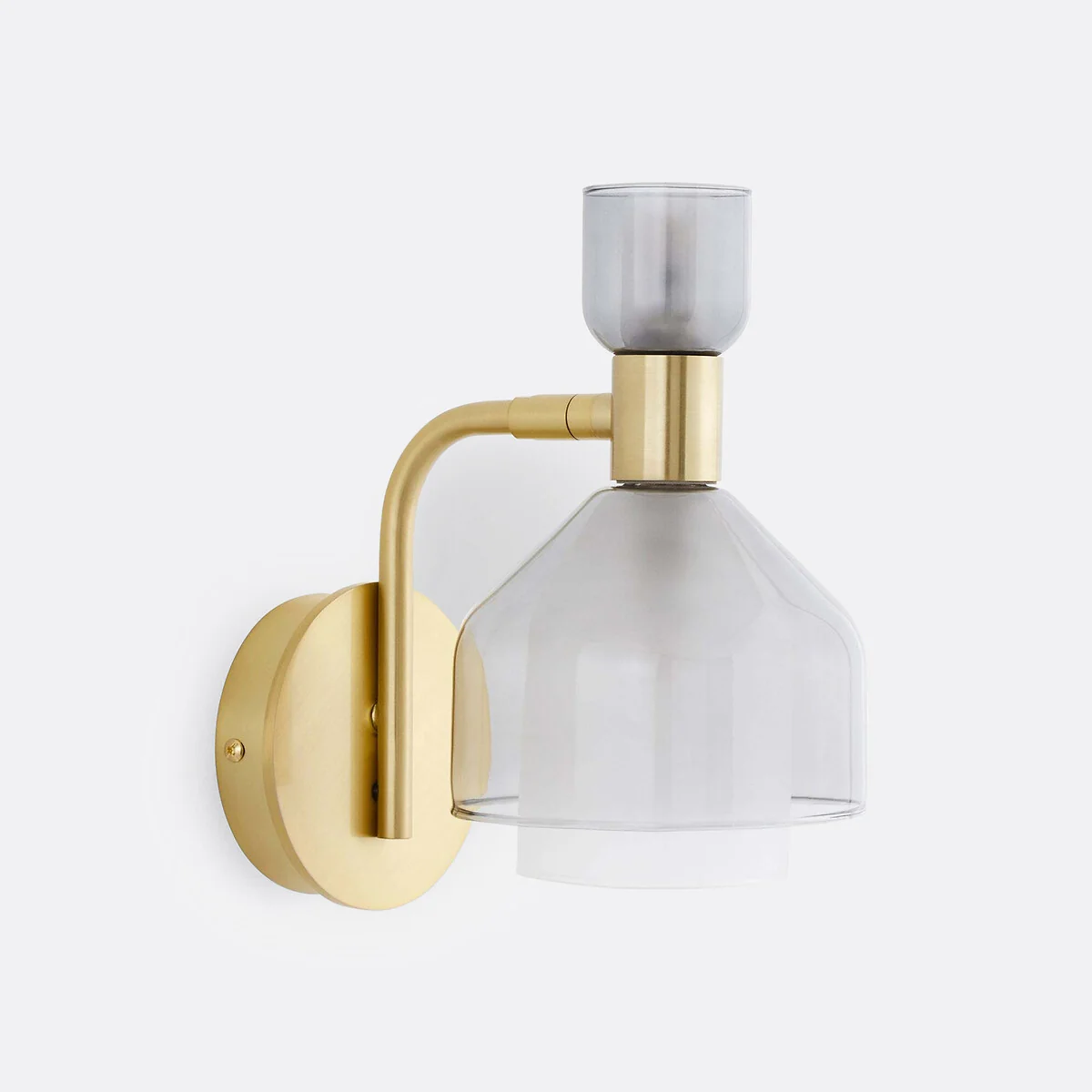 Amoris Brass-Plated Metal and Smoked Glass Wall Light – image 2