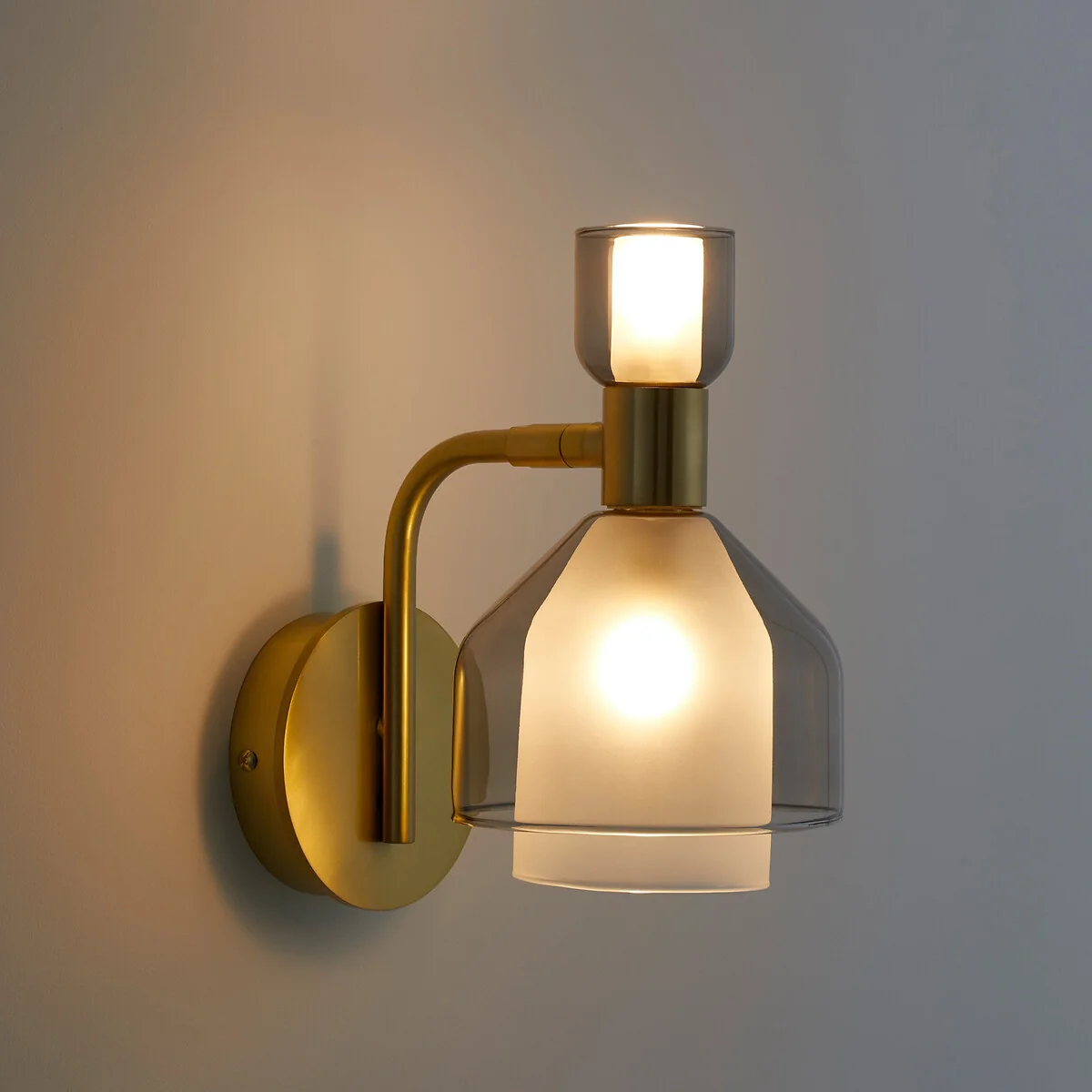 Amoris Brass-Plated Metal and Smoked Glass Wall Light – image 3