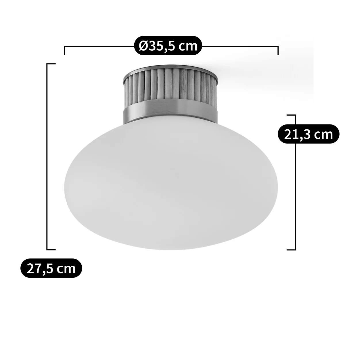 Dolce Ceiling Or Wall Light, in Brass, Bamboo and Opaline Glass – image 4