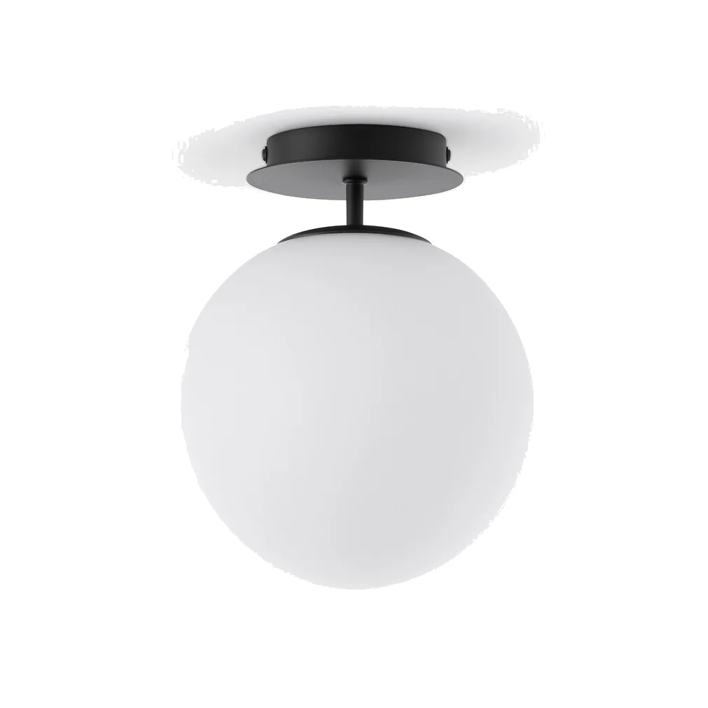 Atea Ceiling Or Wall Light in Iron and Opaline Glass