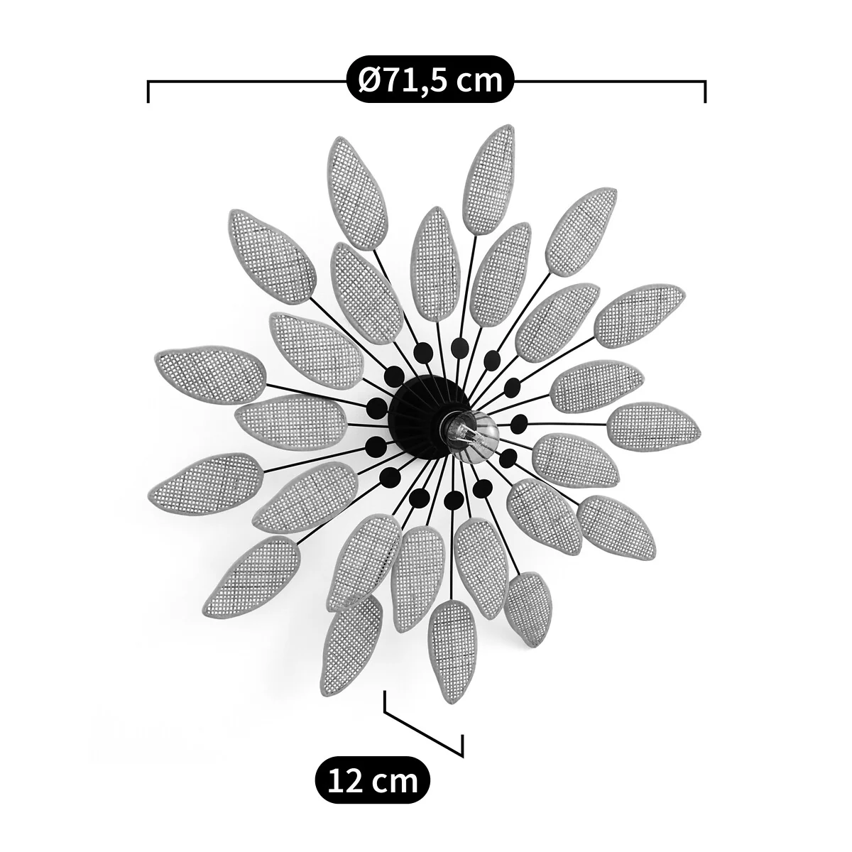 Léonie 71.5cm Diameter Cane & Metal Wall Light – image 4