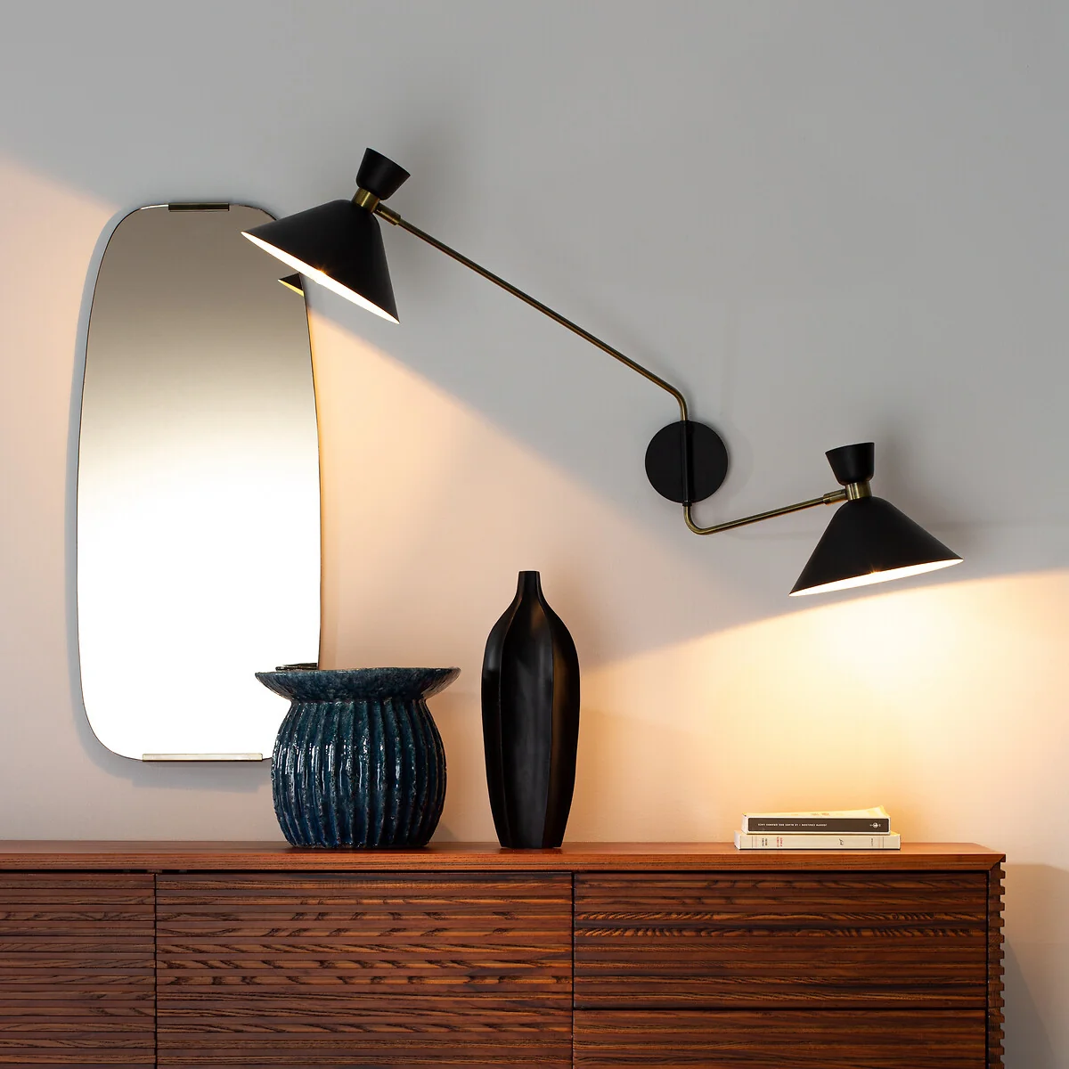 Zoticus Double Shade Wall Light in Aged Brass – image 7