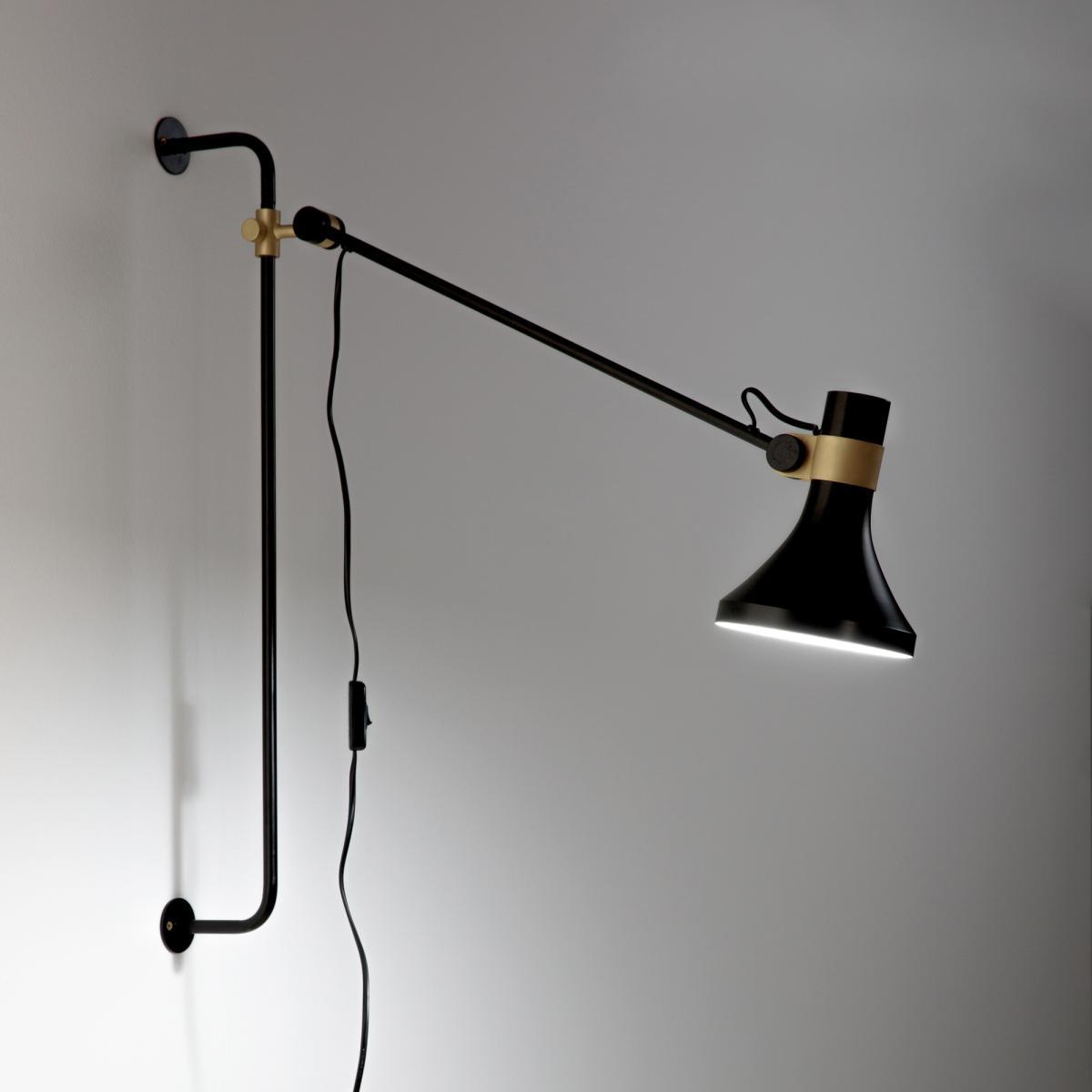 Jazzy Metal and Brass Wall Lamp with Swing Arm – image 2
