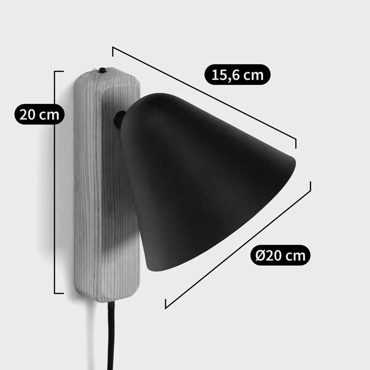 Cotapi Contemporary Wall Light in Ash & Metal – image 8