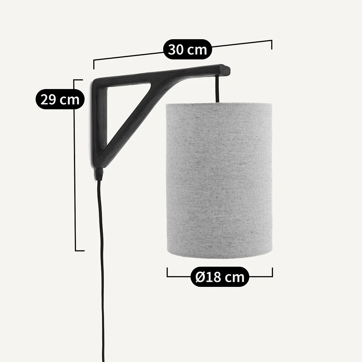 Jakomé Wall Light with Thick Linen Shade – image 8