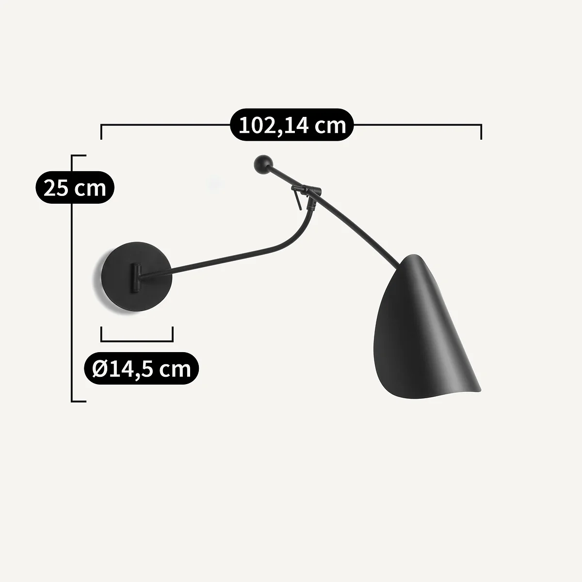 Funambule Black Metal Single Arm Wall Light – image 7