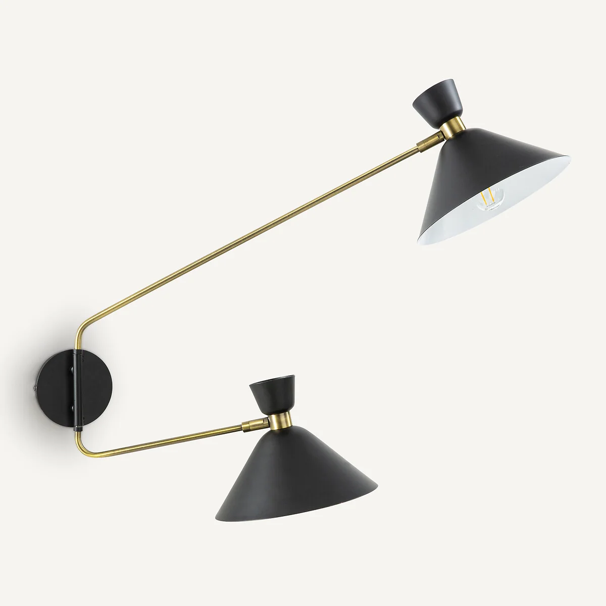 Zoticus Aged Brass Double Shade Wall Light – image 5
