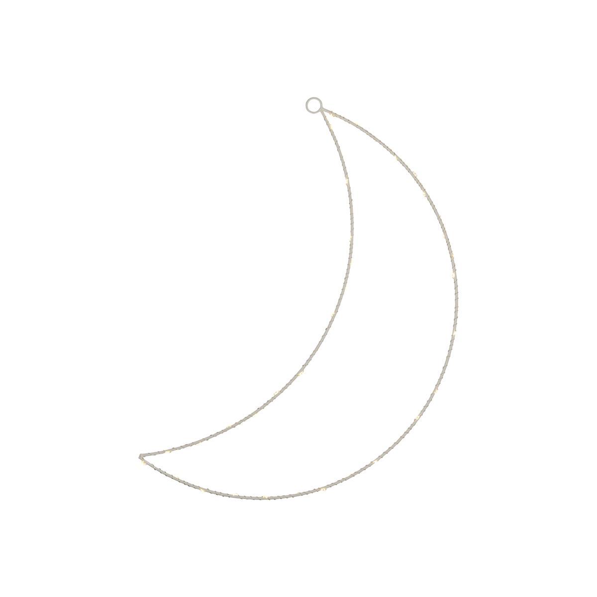 52cm White Wireframe Moon LED Wall Light – image 1