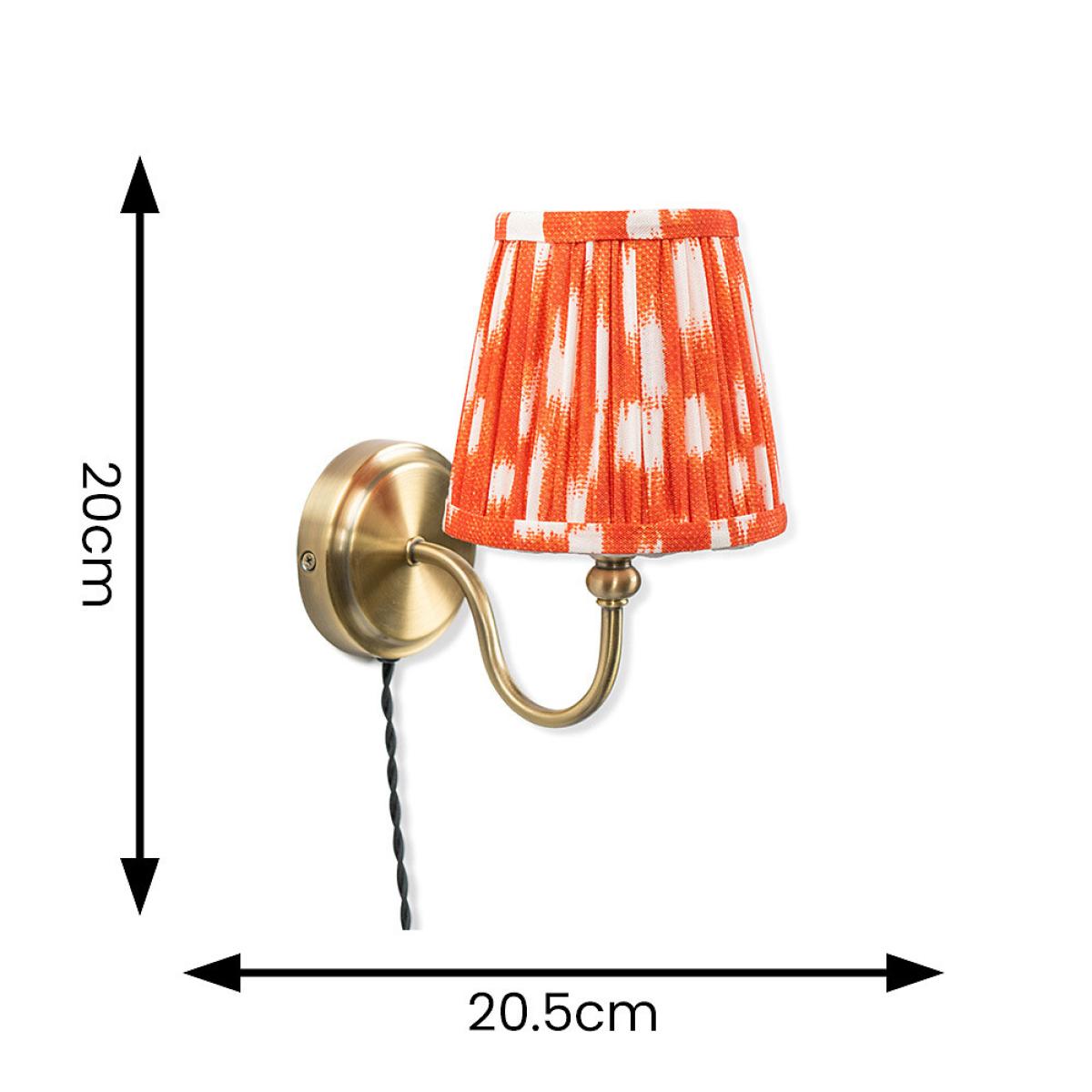 Antique Brass Plug In Wall Light with Gathered Shade – image 5