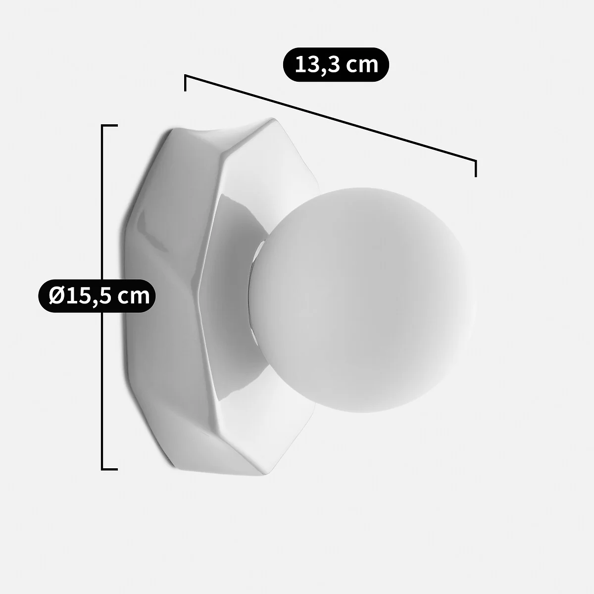 Holi Ceramic/Opaline Glass Faceted Wall Light Or Ceiling Light – image 6