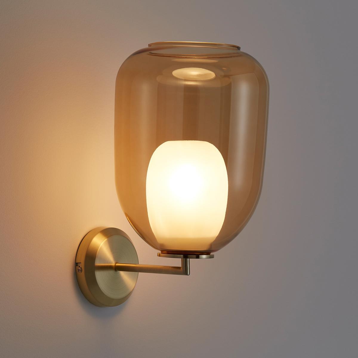 Bumble Contemporary Wall Light in Brass & Double Glass – image 2