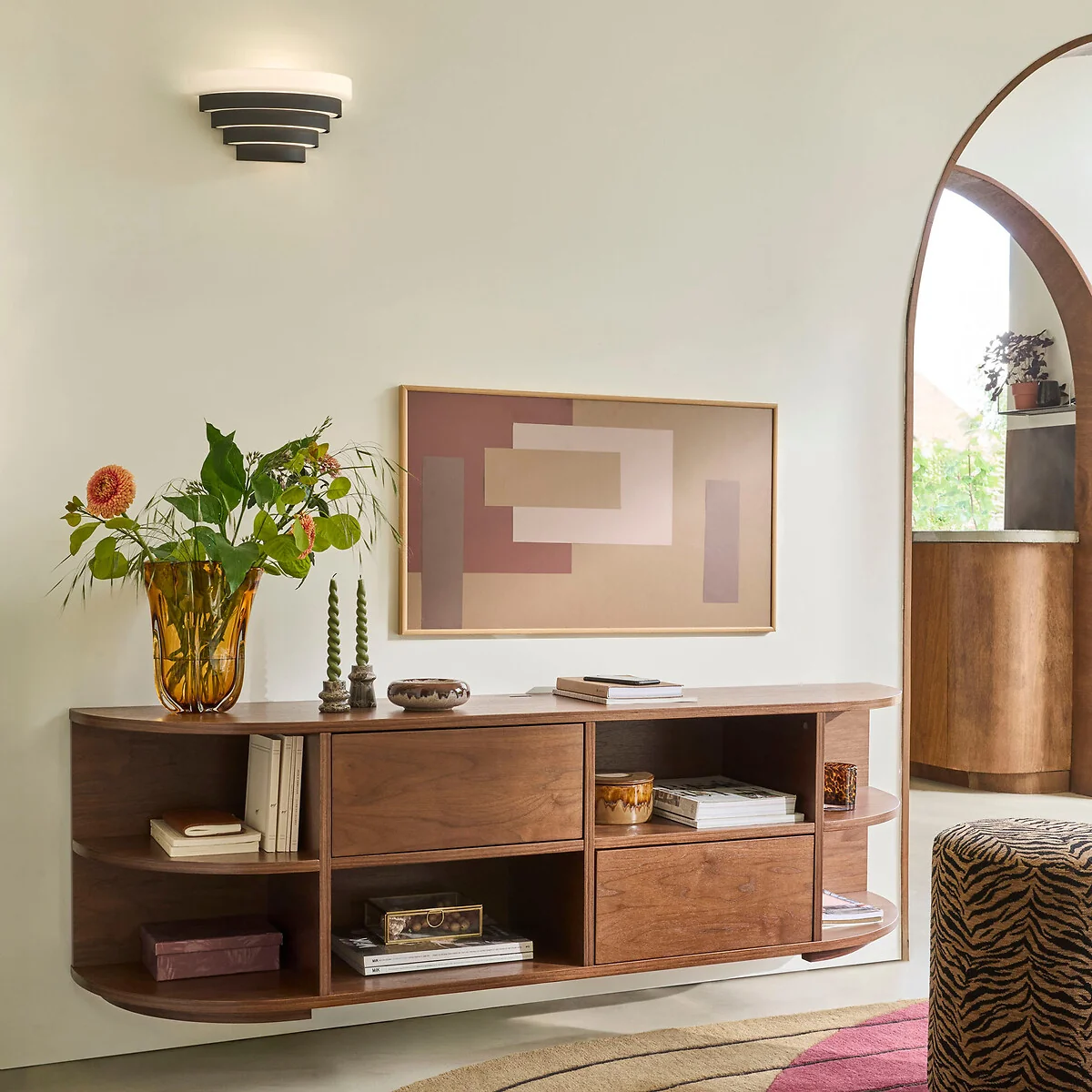 Sters Iron and Opaline Wall Light – image 2