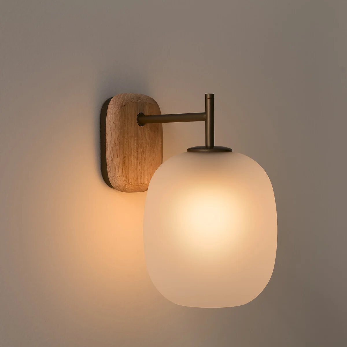 Navida Frosted Glass & Oak Wall Lamp – image 3