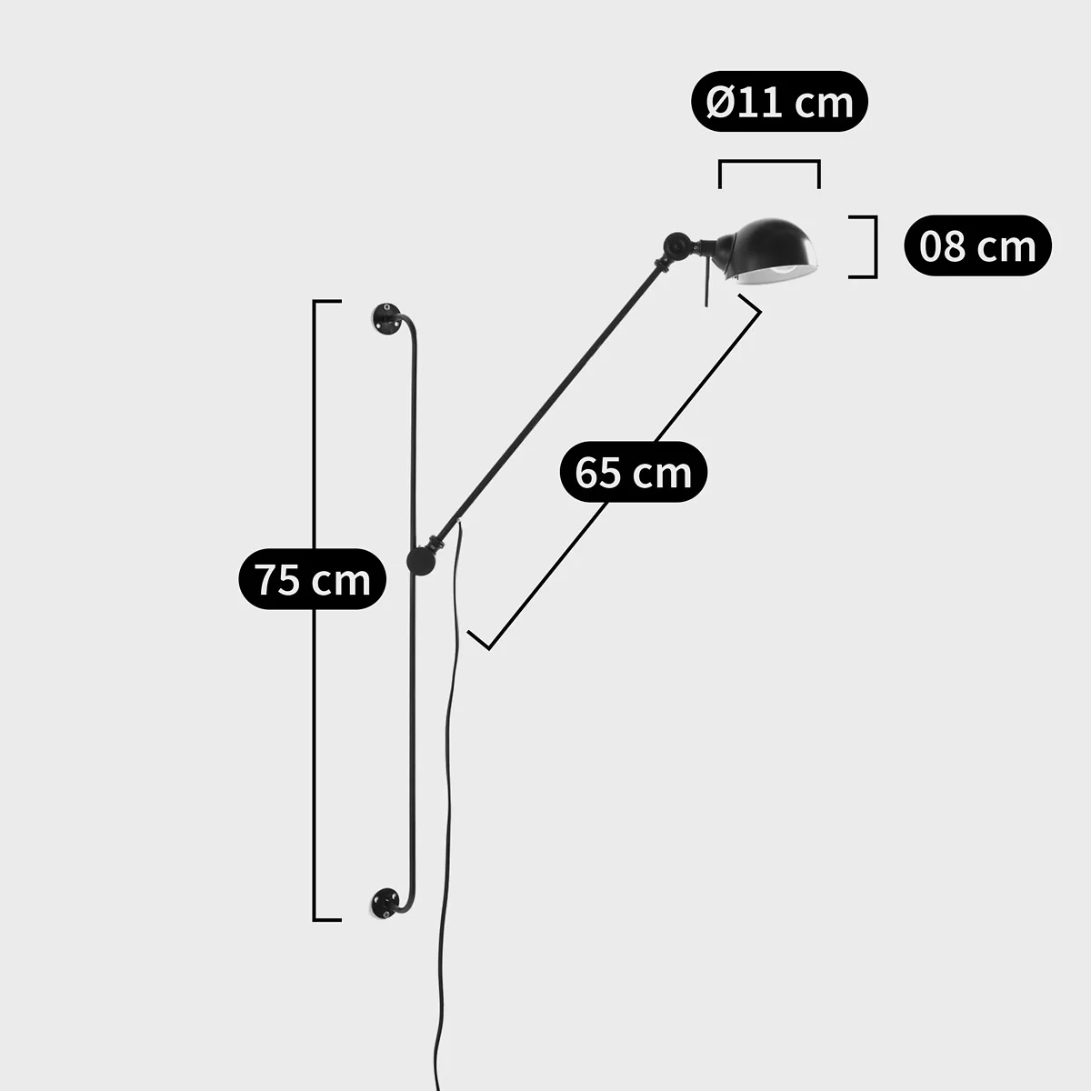 Kikan Adjustable Articulated Arm Metal Wall Light – image 3