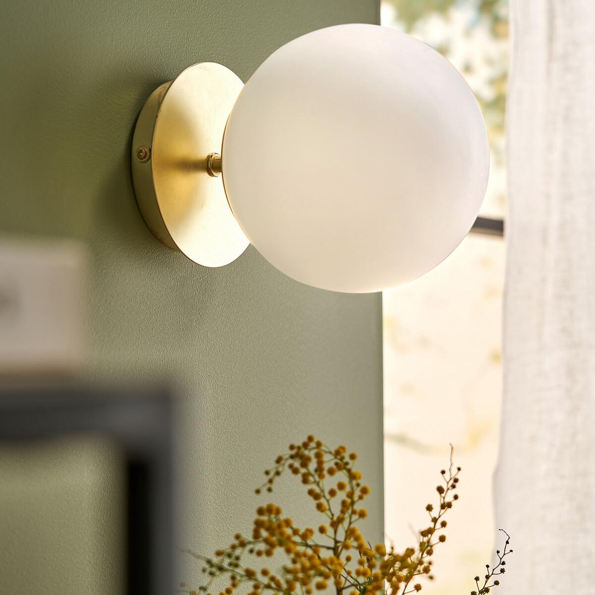 Moricio Brass and Opaline Wall Lamp – image 6