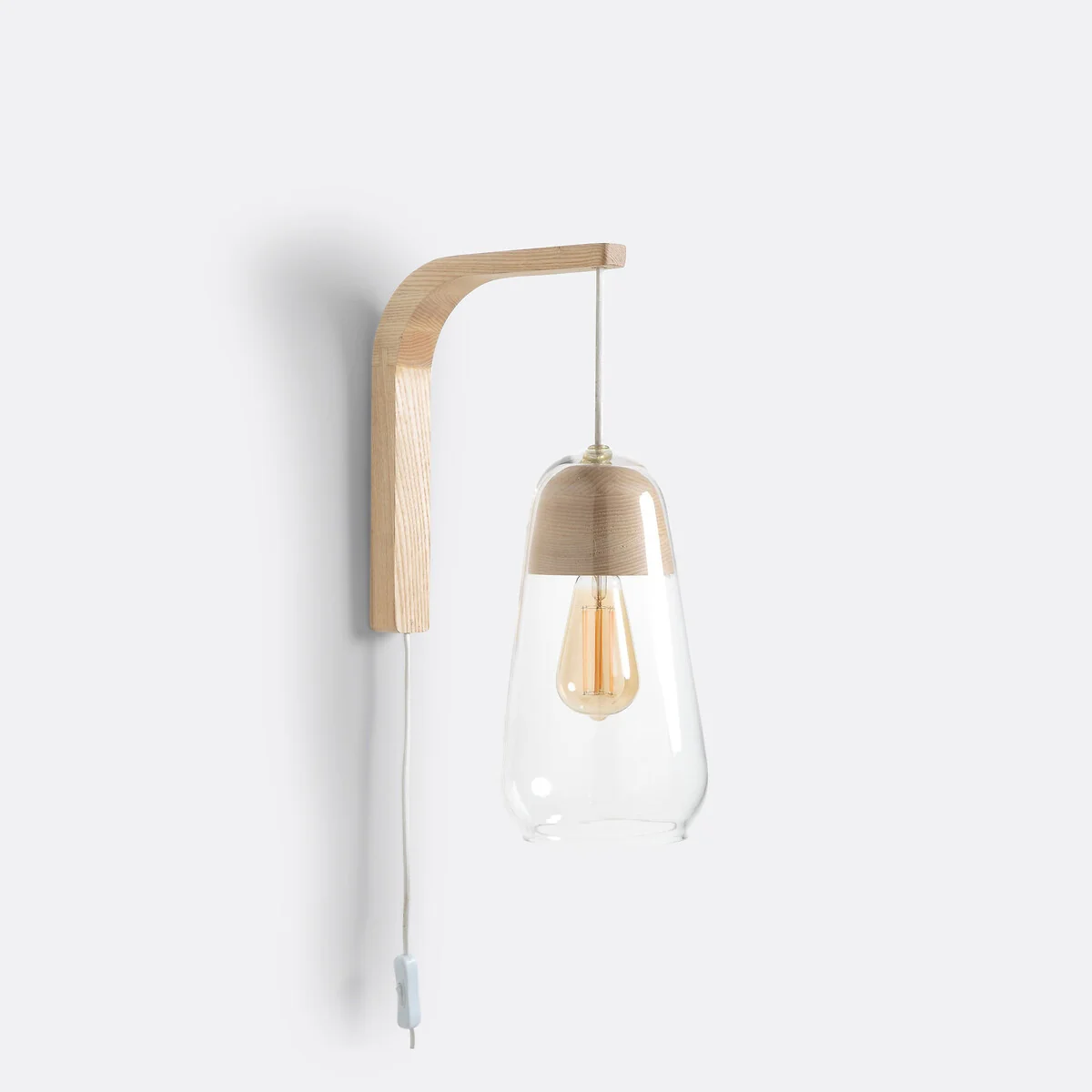 Nasoa Contemporary Wall Light in Glass & Wood – image 2
