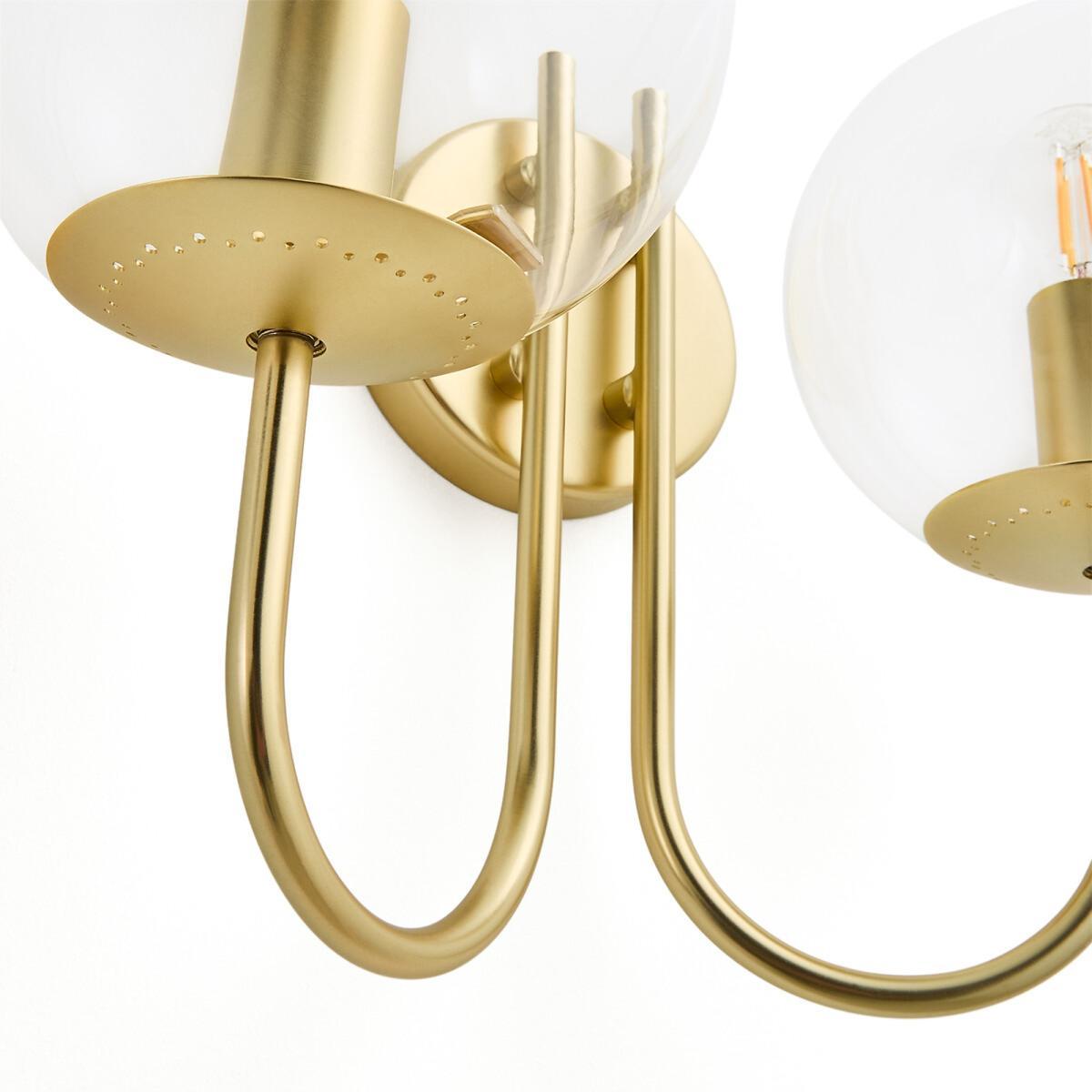 Moricio Double Brass and Glass Wall Lamp – image 3