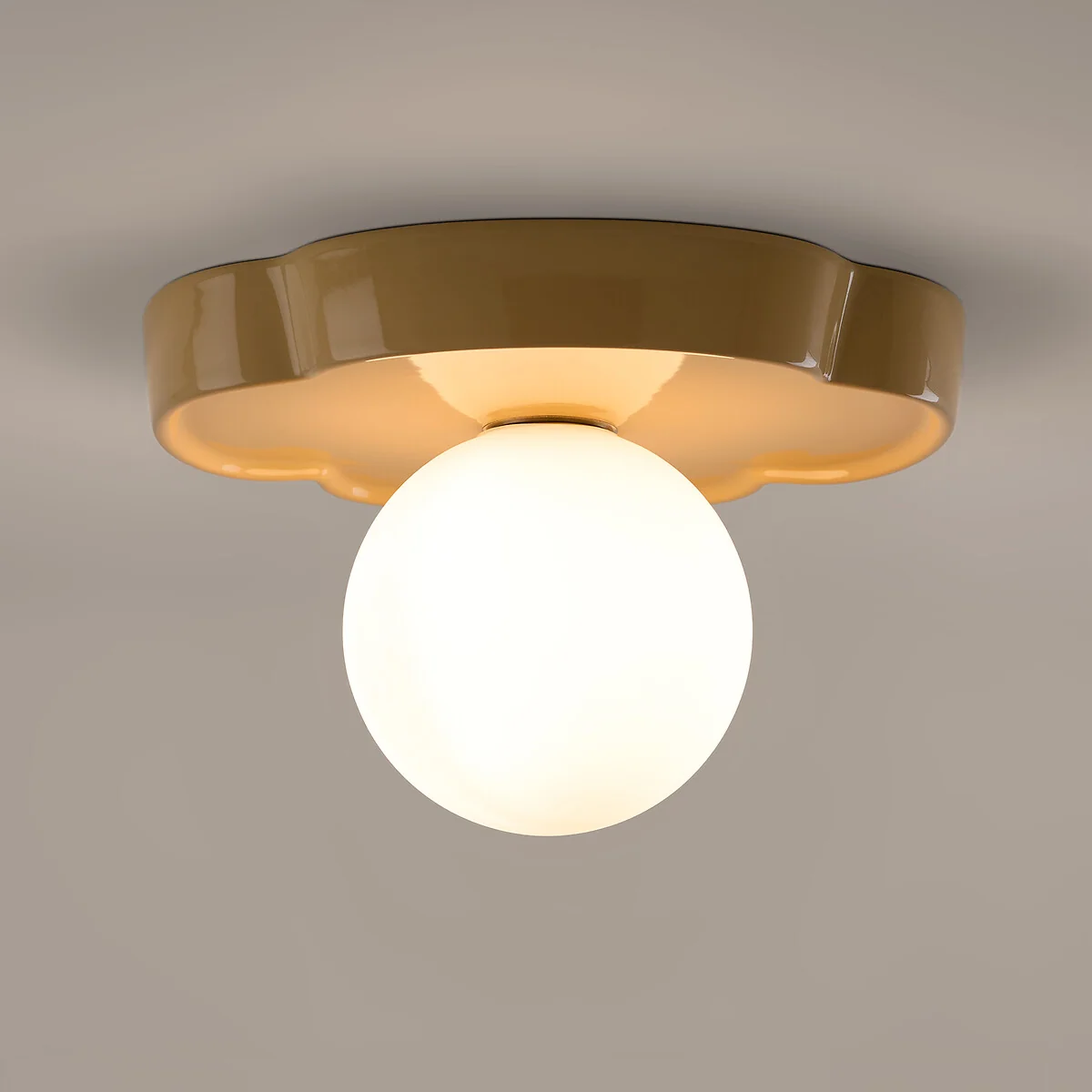 Holi Flower-Shaped Ceramic and Opaline Glass Ceiling Light Or Wall Light, Diameter 30.3cm – image 2