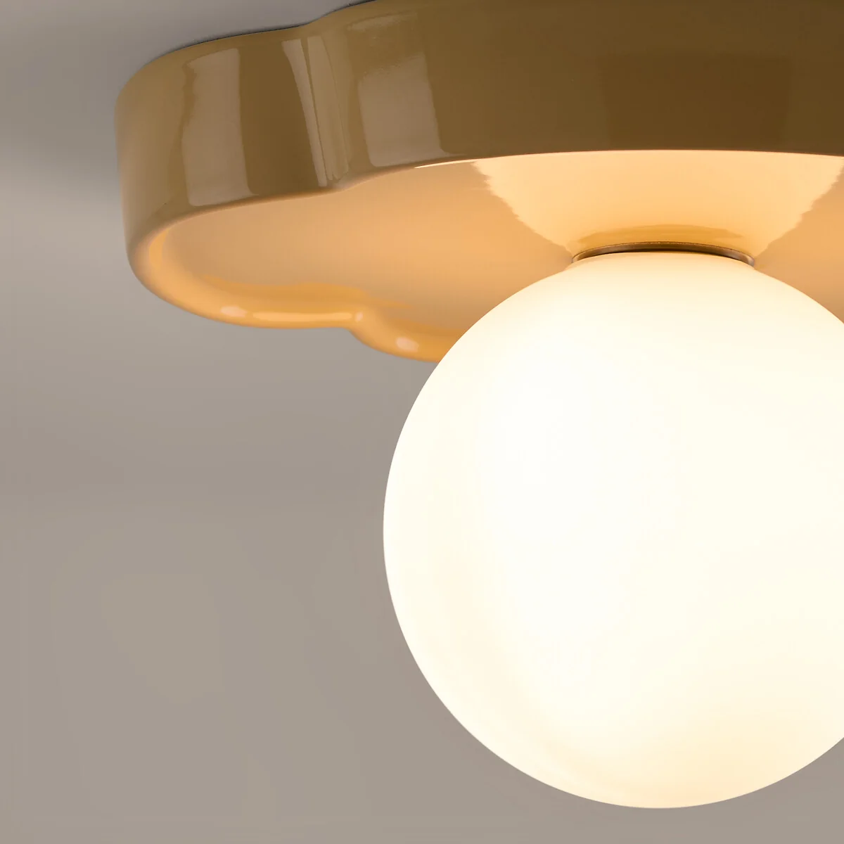 Holi Flower-Shaped Ceramic and Opaline Glass Ceiling Light Or Wall Light, Diameter 30.3cm – image 3