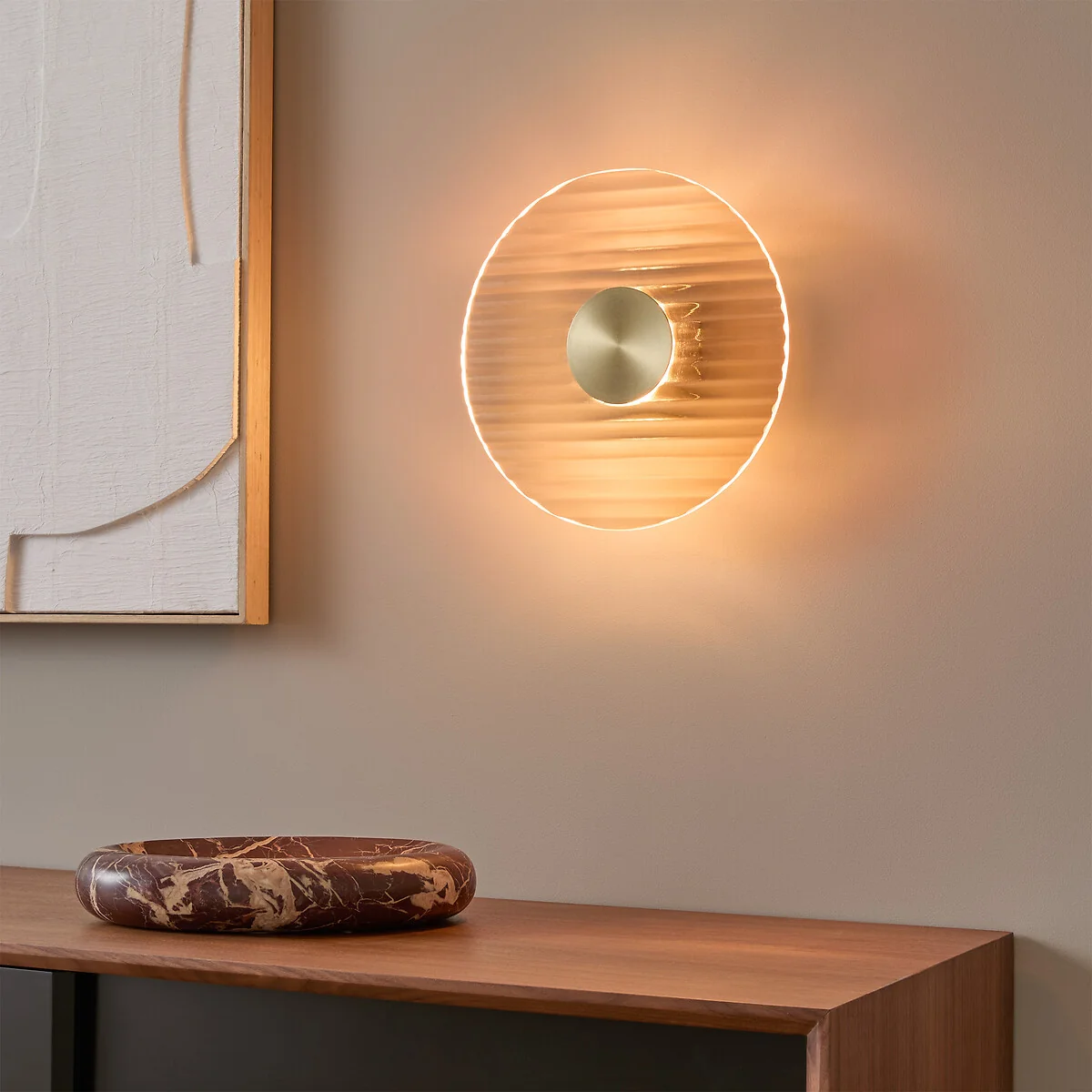 Sesia Glass/Iron Round Wall Light