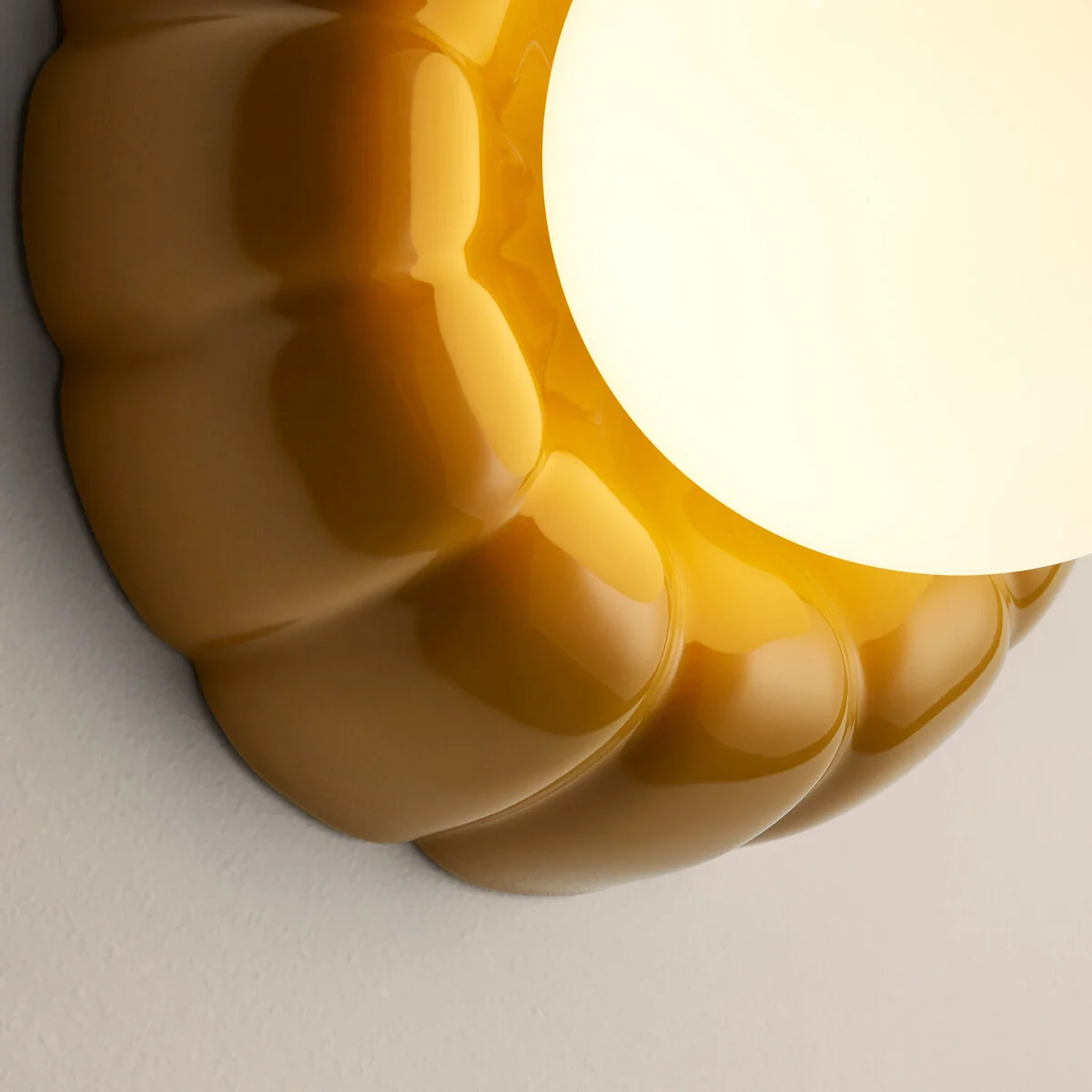 Holi Fluted Wall Light Or Ceiling Light in Ceramic and Opal Glass – image 4