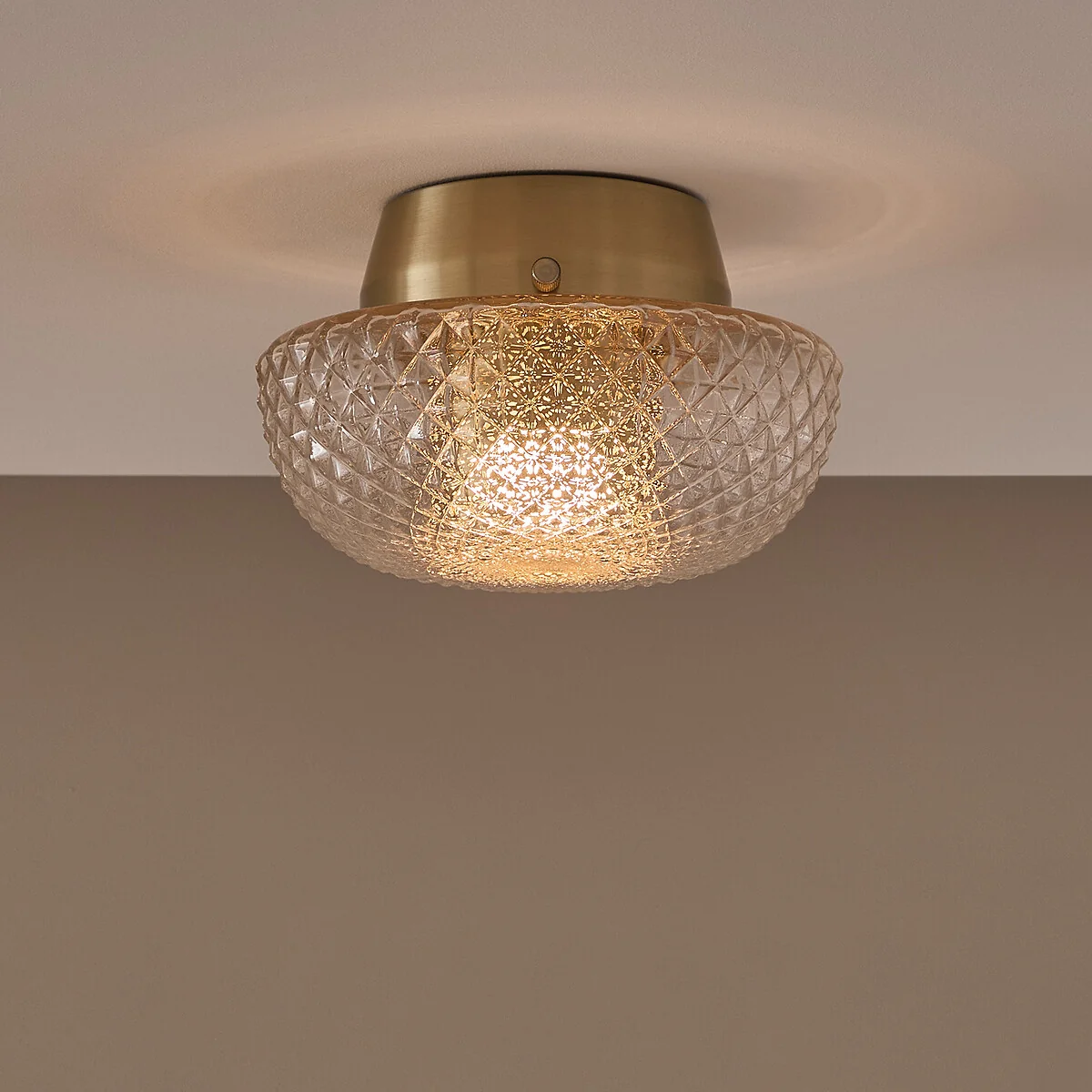 Mistinguett Engraved Glass and Brass Ceiling-Mounted Wall Light, Diameter 20cm – image 2