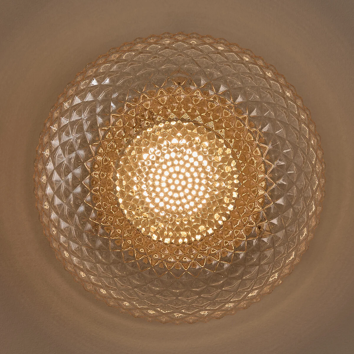 Mistinguett Engraved Glass and Brass Ceiling-Mounted Wall Light, Diameter 20cm – image 6