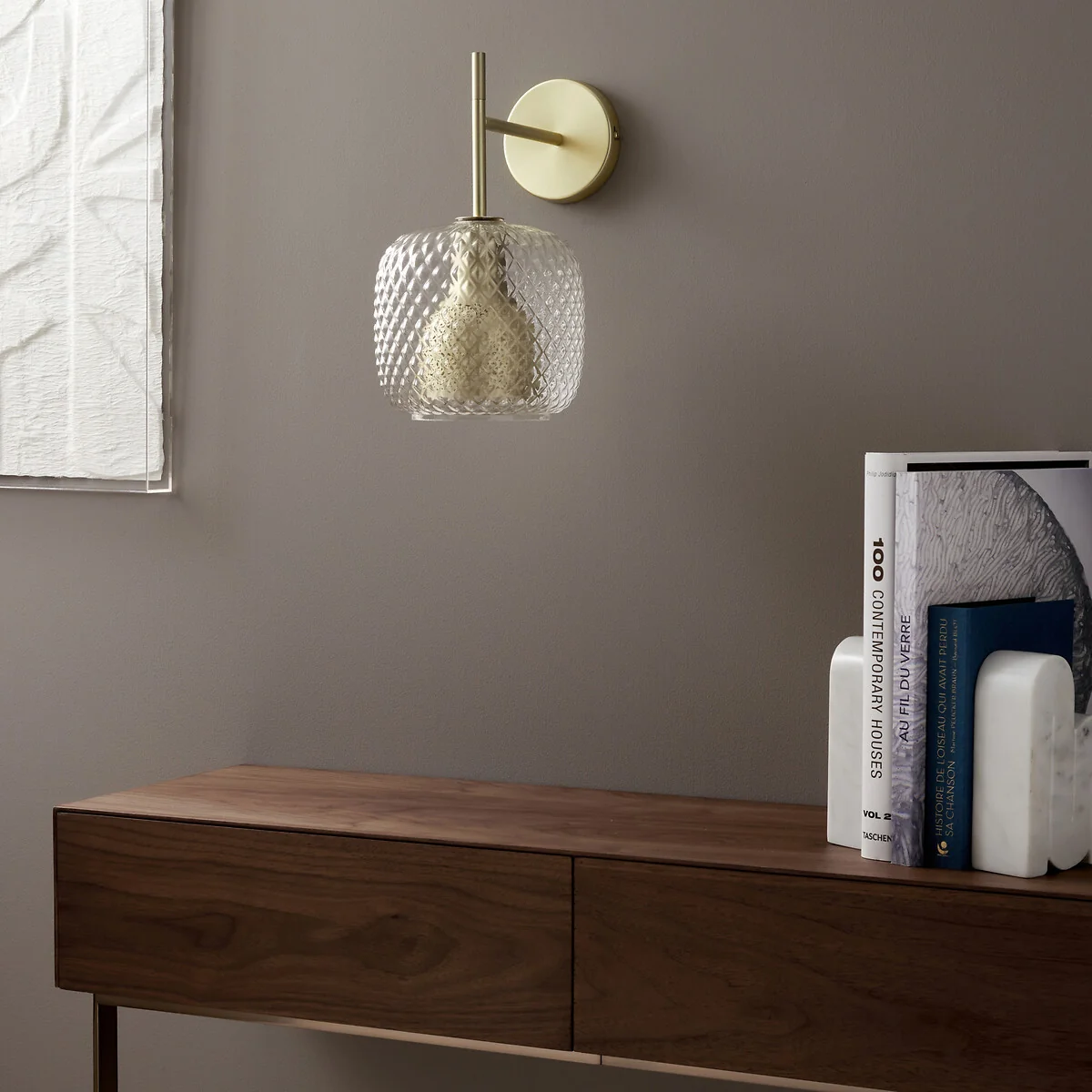Mistinguett Textured Glass & Metal Wall Light – image 4