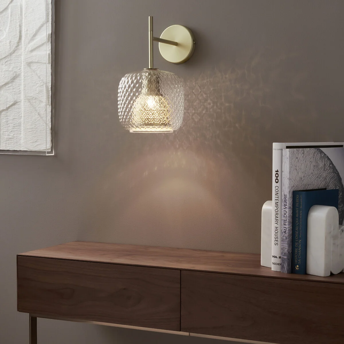 Mistinguett Textured Glass & Metal Wall Light – image 2