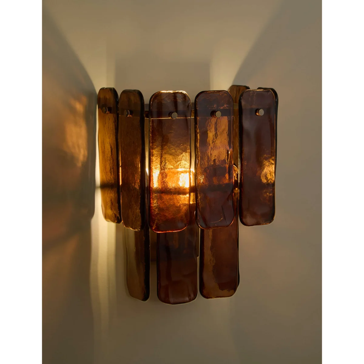 M&S Glass 2 Tier Square Wall Light Brown – image 2