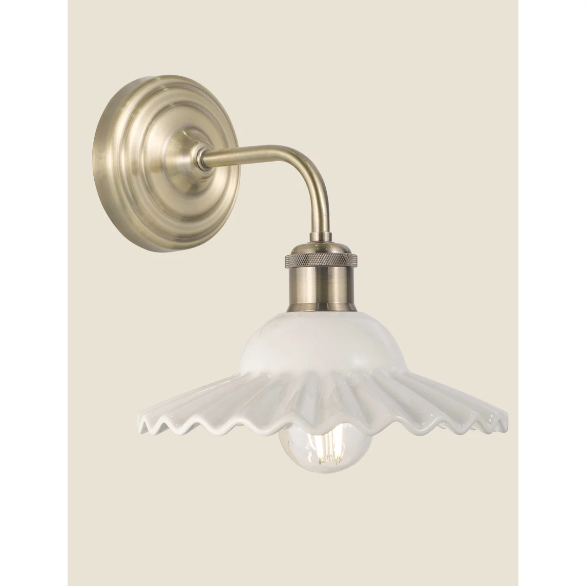 Laura Ashley Beca Ceramic & Metal Wall Light Antique Brass – image 2