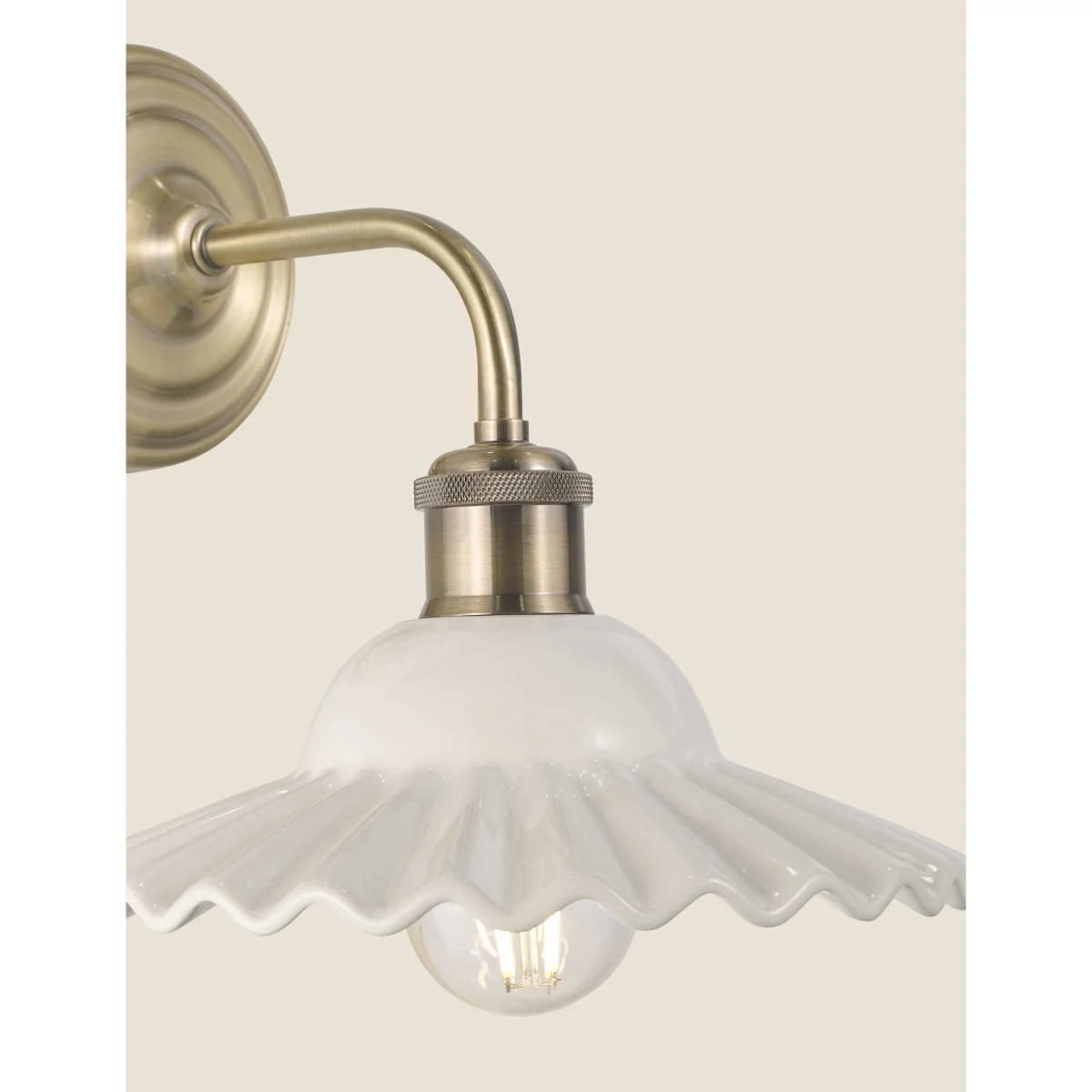 Laura Ashley Beca Ceramic & Metal Wall Light Antique Brass – image 3