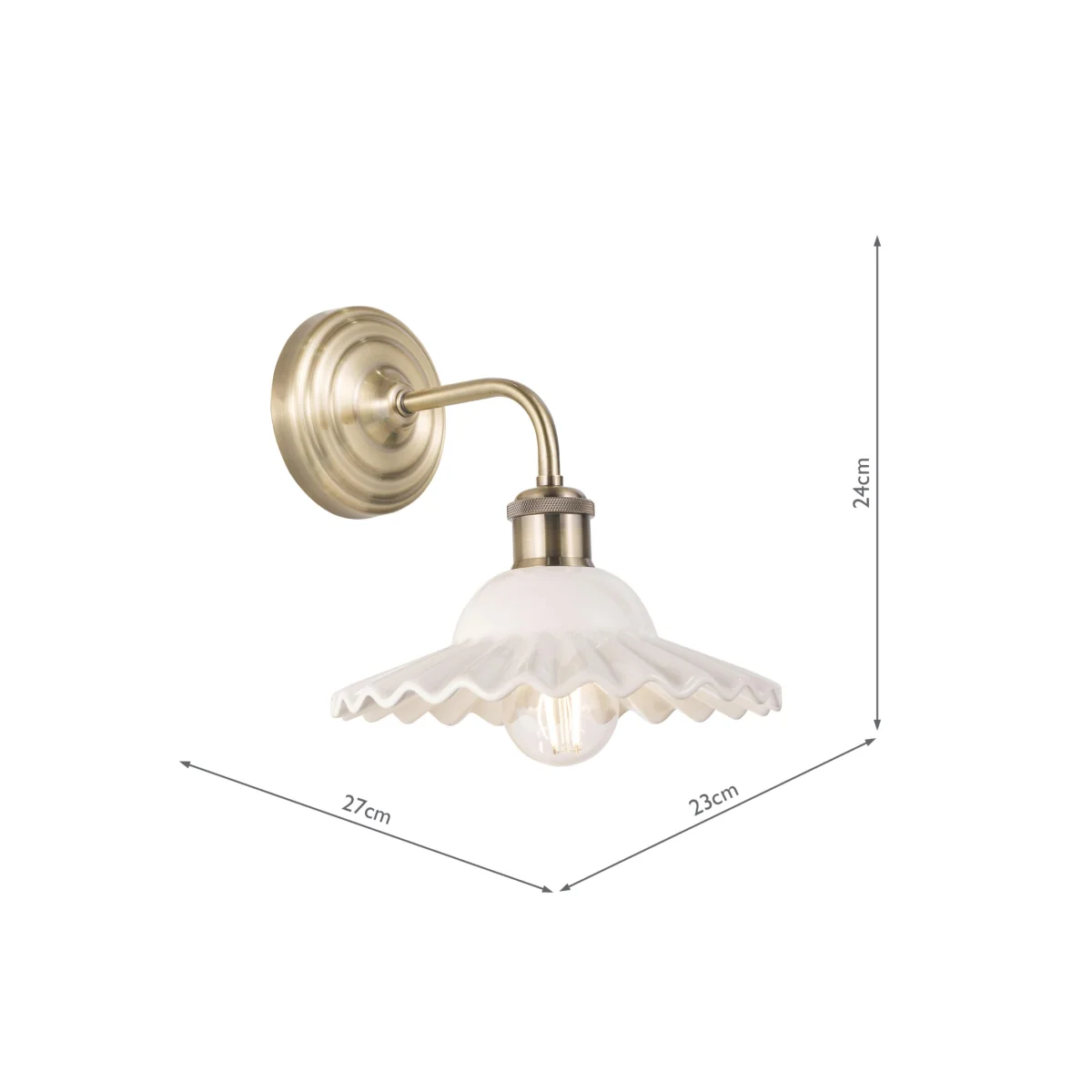 Laura Ashley Beca Ceramic & Metal Wall Light Antique Brass – image 5