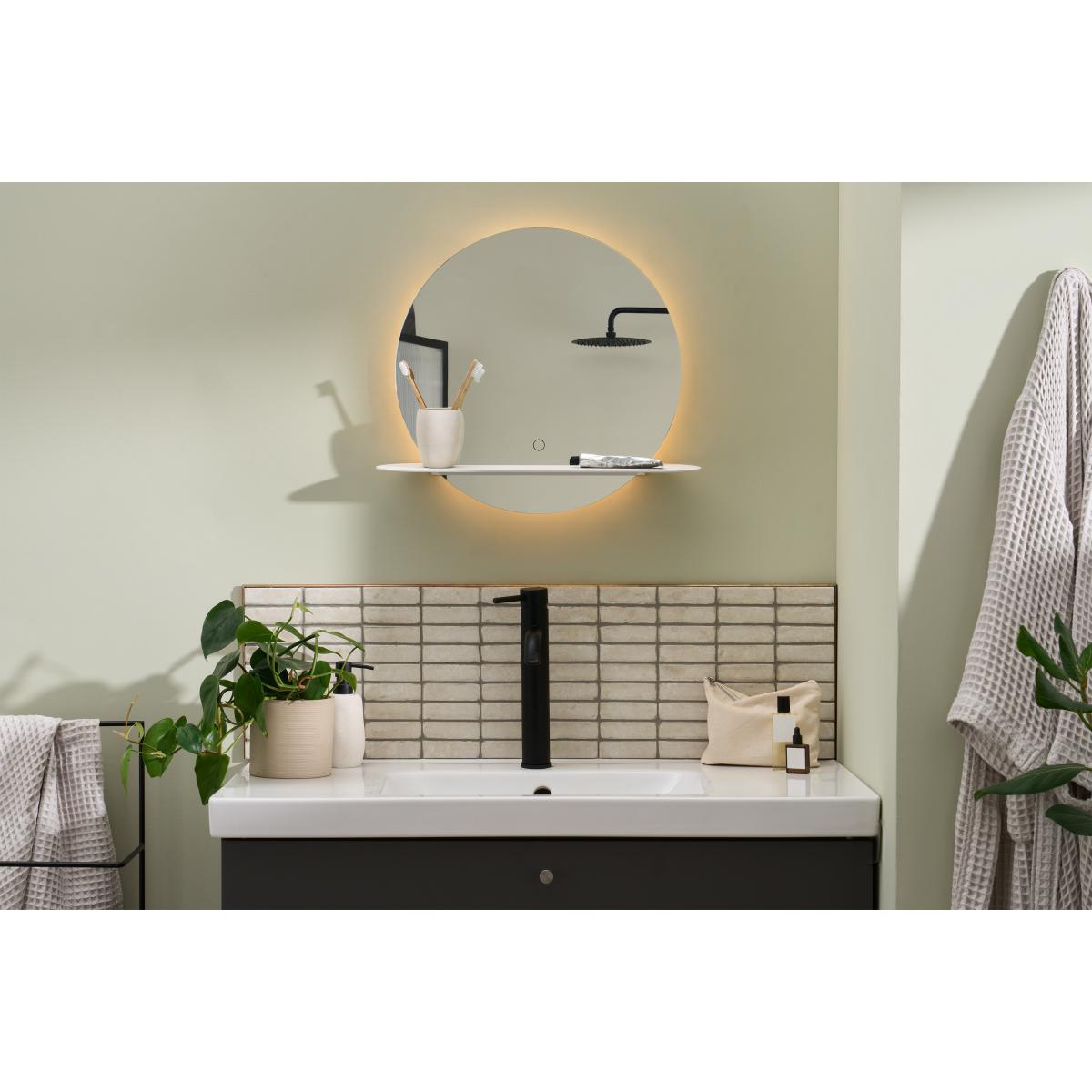 Pip Shelf Mirror with LED Light, Ivory Metal – image 3