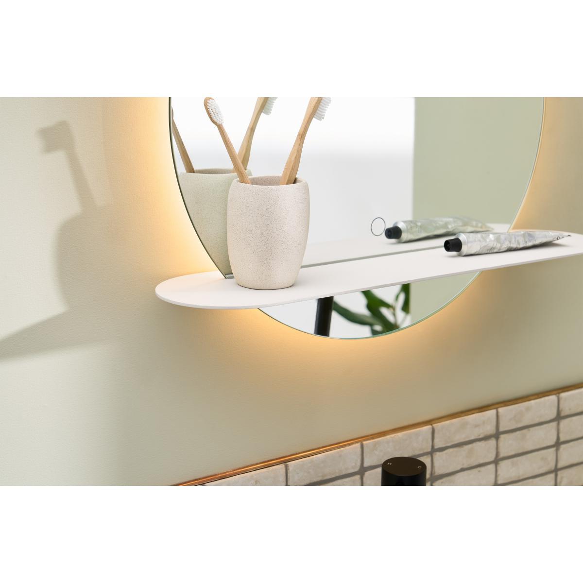 Pip Shelf Mirror with LED Light, Ivory Metal – image 4