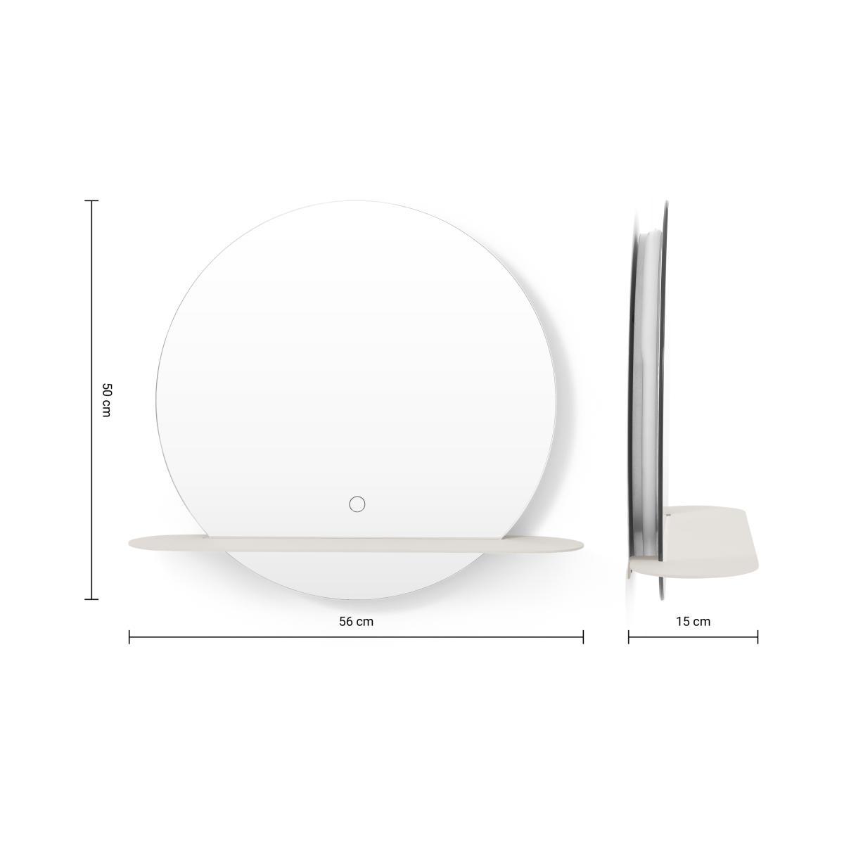 Pip Shelf Mirror with LED Light, Ivory Metal – image 7